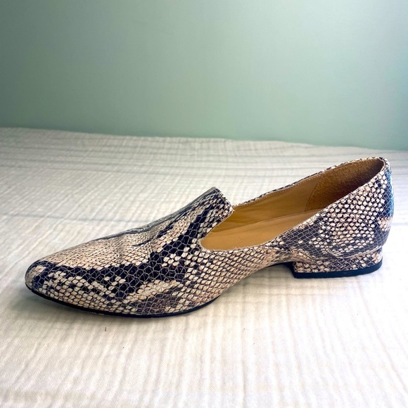 ABLE Leather Snakeskin Loafers Flats Shoes Size 7.5 Office - Picture 1 of 12